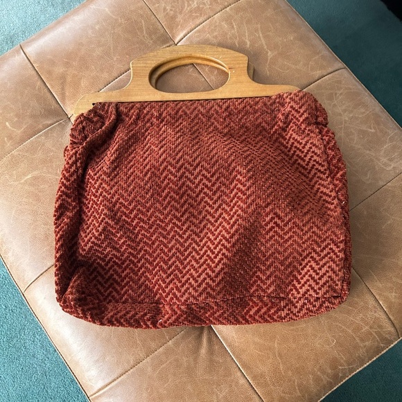 Vintage Other - Cute Vintage Knitting Bag - Fully lined - Upholstery fabric - Wooden handles
